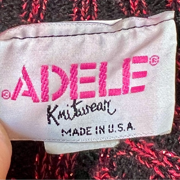 Vintage ADELE KNITWEAR Mock Neck Paisley and Heart Sweater—SZ. Large - Picture 9 of 14